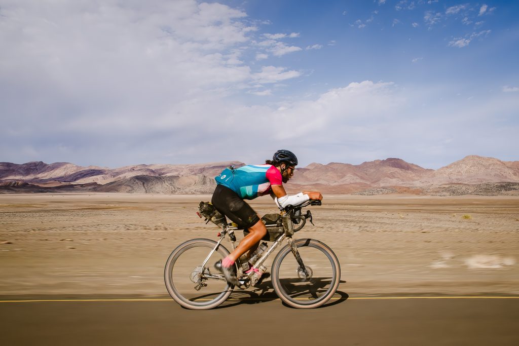 Abdullah Zeinab, ultra-endurance cyclist, as he rides through the Australian Outback - Image from documentary 'Race to the centre'